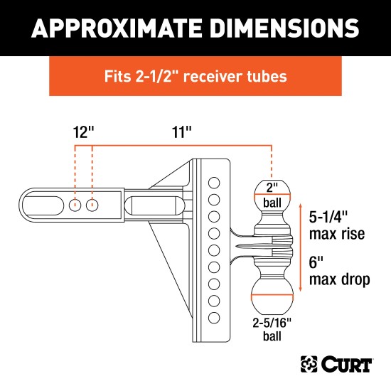 CURT Adjustable Channel-Style Ball Mount with Dual Ball Sizes CURT adjustable channel-style ball mount with dual ball sizes for versatile towing solutions.