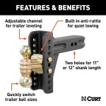 CURT Adjustable Channel-Style Ball Mount with Dual Ball Sizes CURT adjustable channel-style ball mount with dual ball sizes for versatile towing solutions.