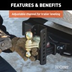 CURT Adjustable Channel-Style Ball Mount with Dual Ball Sizes CURT adjustable channel-style ball mount with dual ball sizes for versatile towing solutions.