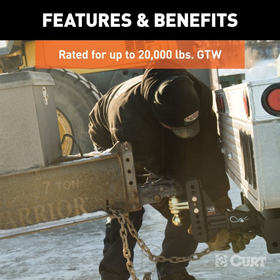 CURT Adjustable Channel-Style Ball Mount with Dual Ball Sizes CURT adjustable channel-style ball mount with dual ball sizes for versatile towing solutions.