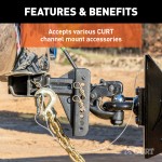 CURT Adjustable Channel-Style Ball Mount with Dual Ball Sizes CURT adjustable channel-style ball mount with dual ball sizes for versatile towing solutions.