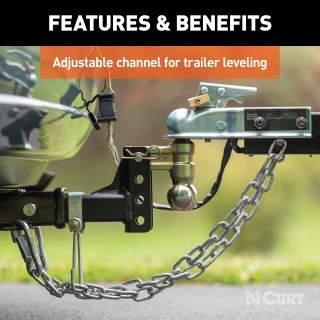 CURT Adjustable Ball Mount - 10,000 lbs Capacity with Dual Balls CURT adjustable ball mount with dual ball sizes, up to 10,000 lbs capacity, provides versatile towing solutions.