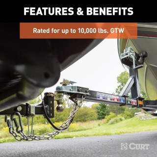 CURT Adjustable Ball Mount - 10,000 lbs Capacity with Dual Balls CURT adjustable ball mount with dual ball sizes, up to 10,000 lbs capacity, provides versatile towing solutions.