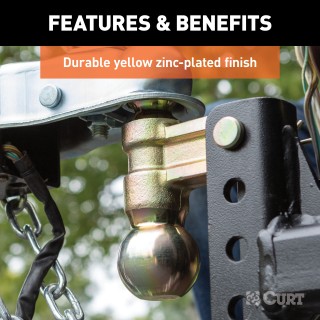 CURT Adjustable Ball Mount - 10,000 lbs Capacity with Dual Balls CURT adjustable ball mount with dual ball sizes, up to 10,000 lbs capacity, provides versatile towing solutions.