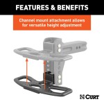 CURT Adjustable Channel Mount Folding Hitch Step for Trucks CURT hitch step on truck offers versatile, folding design with durable steel construction for safe access to vehicle.
