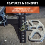 CURT Adjustable Channel Mount Folding Hitch Step for Trucks CURT hitch step on truck offers versatile, folding design with durable steel construction for safe access to vehicle.