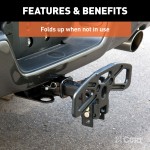 CURT Adjustable Channel Mount Folding Hitch Step for Trucks CURT hitch step on truck offers versatile, folding design with durable steel construction for safe access to vehicle.