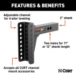 CURT Replacement Shank for Adjustable Channel Mount CURT replacement shank for adjustable channel mount fits 2 inch receiver