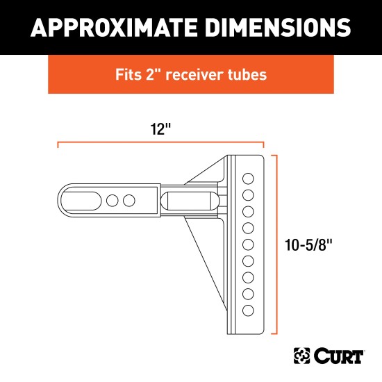 CURT Adjustable Channel Mount Replacement Shank - 2-1/2 Inch CURT adjustable channel mount replacement shank with 2-1/2 inch sizing and durable finish