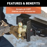 CURT Adjustable Channel Mount Replacement Shank - 2-1/2 Inch CURT adjustable channel mount replacement shank with 2-1/2 inch sizing and durable finish