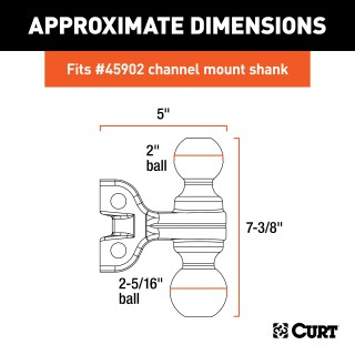 CURT Adjustable Mount Dual Trailer Hitch Ball Replacement Replacement dual hitch ball for CURT mounts with 2 and 2-5/16 inch coupler compatibility
