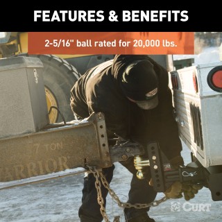 CURT Adjustable Mount Dual Trailer Hitch Ball Replacement Replacement dual hitch ball for CURT mounts with 2 and 2-5/16 inch coupler compatibility