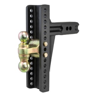 CURT Adjustable Ball Mount with Dual Ball and Anti-Rattle Feature CURT adjustable ball mount showing dual hitch balls and anti-rattle design.