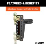 CURT Adjustable Deep Drop Channel-Style Ball Mount with Dual Balls CURT adjustable ball mount with 3-inch shank, dual ball sizes for versatile towing.