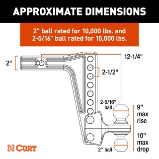 CURT Adjustable Trailer Hitch With Dual Ball for Versatile Towing CURT adjustable trailer hitch with dual ball mount for level towing