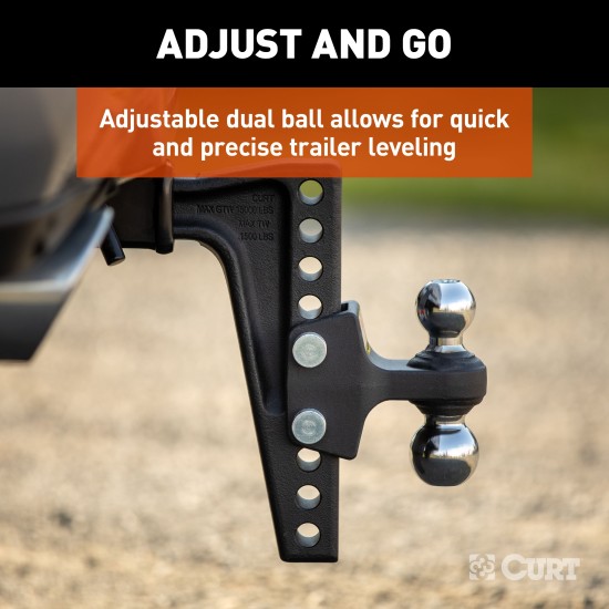 CURT Adjustable Trailer Hitch With Dual Ball for Versatile Towing CURT adjustable trailer hitch with dual ball mount for level towing