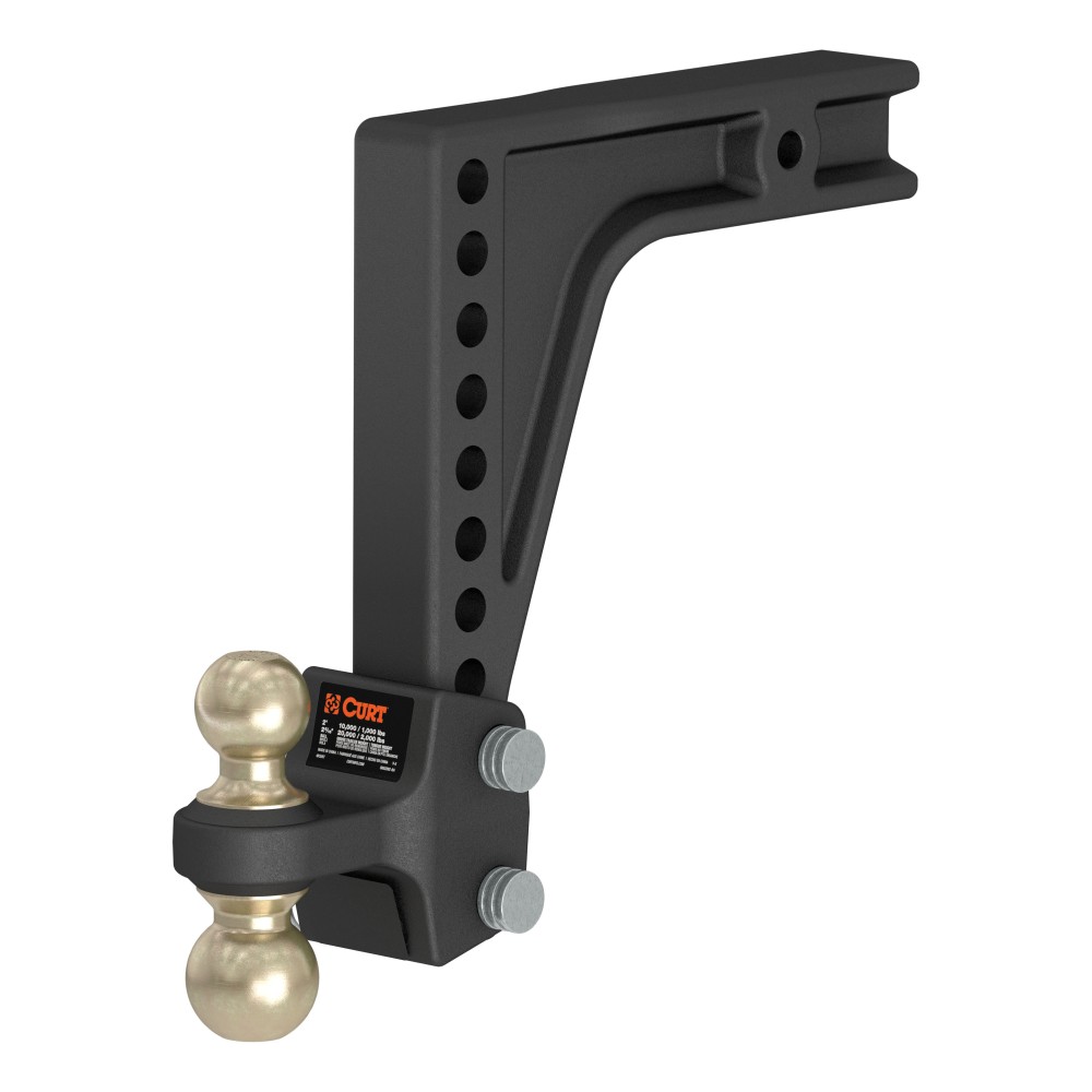 CURT Adjustable Trailer Hitch Ball Mount with Dual Ball CURT adjustable trailer hitch with dual ball mount for safe towing
