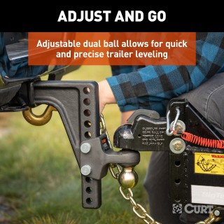 CURT Adjustable Trailer Hitch Ball Mount with Dual Ball CURT adjustable trailer hitch with dual ball mount for safe towing