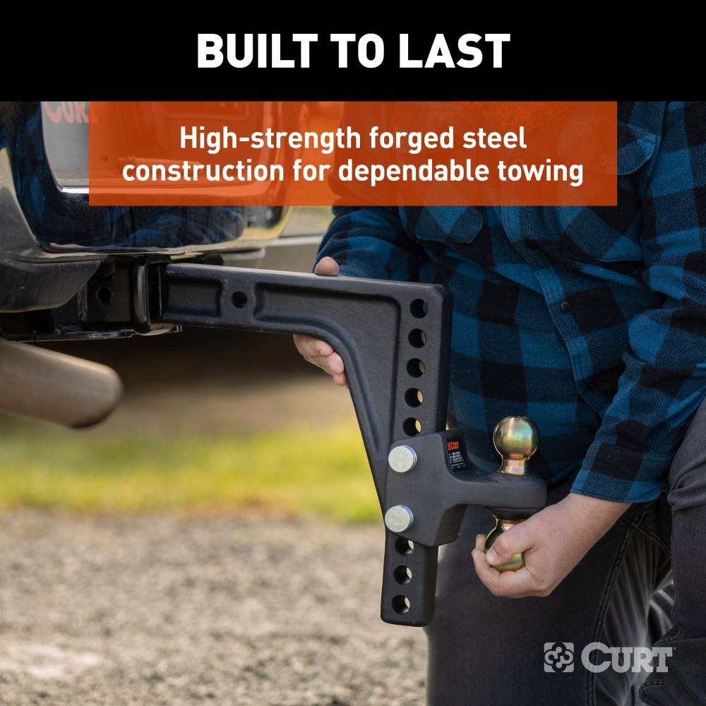 CURT Adjustable Trailer Hitch Ball Mount with Dual Ball CURT adjustable trailer hitch with dual ball mount for safe towing