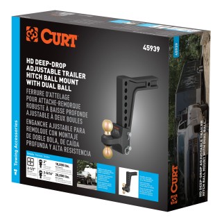 CURT Adjustable Trailer Hitch Ball Mount with Dual Ball CURT adjustable trailer hitch with dual ball mount for safe towing