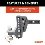 CURT Rebellion XD Adjustable Cushion Hitch Ball Mount CURT Rebellion XD cushion hitch with ShockDrop technology for smoother towing
