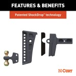 CURT Rebellion XD Cushion Hitch Ball Mount with ShockDrop Technology CURT Rebellion XD adjustable cushion hitch ball mount with ShockDrop technology for smoother towing.