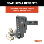 CURT Rebellion XD Cushion Hitch Ball Mount with ShockDrop Technology CURT Rebellion XD adjustable cushion hitch ball mount with ShockDrop technology for smoother towing.