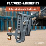 CURT Rebellion XD Cushion Hitch Ball Mount with ShockDrop Technology CURT Rebellion XD adjustable cushion hitch ball mount with ShockDrop technology for smoother towing.