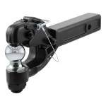 CURT Combination Ball and Pintle Hitch with 2 Inch Receiver CURT combo ball and pintle hitch with black powder coat and chrome ball