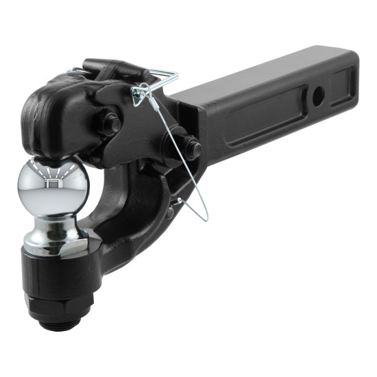 CURT Combination Ball and Pintle Hitch with 2 Inch Receiver CURT combo ball and pintle hitch with black powder coat and chrome ball