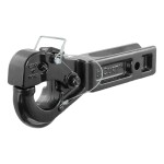 Heavy-Duty Pintle Hitch with 20,000 lbs GTW and Solid Shank Pintle hitch with black powder coat finish and solid steel shank, ideal for heavy-duty applications.