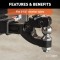 CURT Heavy-Duty Combination Ball and Pintle Hitch for Secure Towing CURT combination ball and pintle hitch with powder coat and chrome finish, fits 2-1/2 inch receiver, 20,000 lbs capacity.