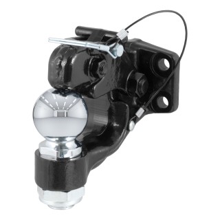 CURT Combination Pintle and Ball Hitch - Secure Towing Solution CURT combination ball and pintle hitch with gloss black powder coat finish for secure, heavy-duty towing.