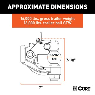 CURT Combination Pintle and Ball Hitch - Secure Towing Solution CURT combination ball and pintle hitch with gloss black powder coat finish for secure, heavy-duty towing.