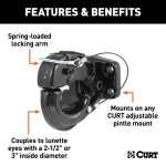 CURT Durable Pintle Hitch for Heavy-Duty Towing CURT pintle hitch with a black carbide powder coat finish, designed for heavy-duty towing