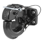 CURT Heavy-Duty Pintle Hitch with Powder Coat Finish CURT pintle hitch featuring a secure latch and durable black powder coat finish for heavy-duty towing.