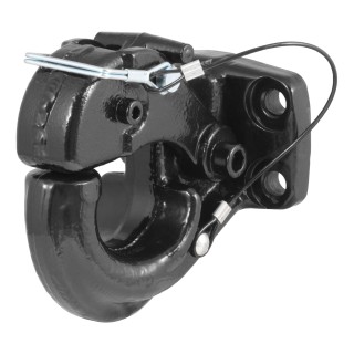 CURT Heavy-Duty Pintle Hitch with Powder Coat Finish CURT pintle hitch featuring a secure latch and durable black powder coat finish for heavy-duty towing.
