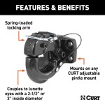 CURT Heavy-Duty Pintle Hitch with Powder Coat Finish CURT pintle hitch featuring a secure latch and durable black powder coat finish for heavy-duty towing.