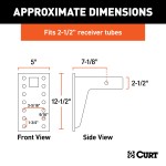 CURT 2-1/2" Adjustable Pintle Mount for Heavy-Duty Towing CURT adjustable pintle mount with solid steel shank for 2-1/2 inch hitch receiver, supporting up to 20,000 lbs.