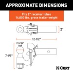 CURT SecureLatch Pintle Ball Hitch with Auto-locking Technology CURT SecureLatch pintle ball hitch featuring auto-lock technology for easy trailer coupling and rated 14,000 lbs capacity.