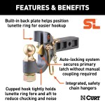 CURT SecureLatch Pintle Ball Hitch with Auto-Locking Technology CURT SecureLatch pintle ball hitch with auto-lock and cupped design for trailers