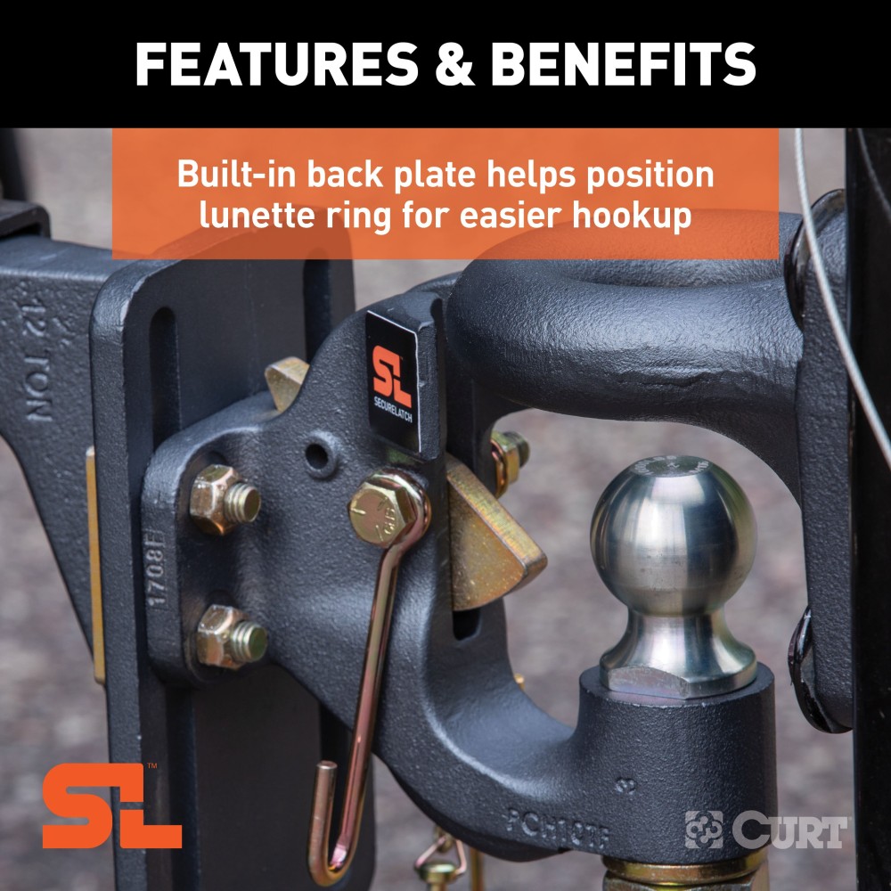 SecureLatch Pintle Hitch with Auto-Locking and Cupped Design SecureLatch pintle hitch with auto-locking mechanism and cupped design for trailers