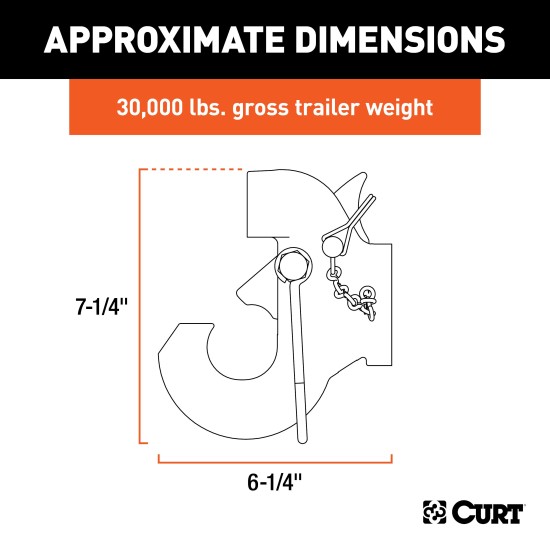 SecureLatch Auto-Locking Pintle Hook for 30,000 Lbs Trailer SecureLatch pintle hook with auto-locking mechanism rated for 30,000 lbs GTW.