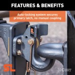 SecureLatch Auto-Locking Pintle Hook for 30,000 Lbs Trailer SecureLatch pintle hook with auto-locking mechanism rated for 30,000 lbs GTW.