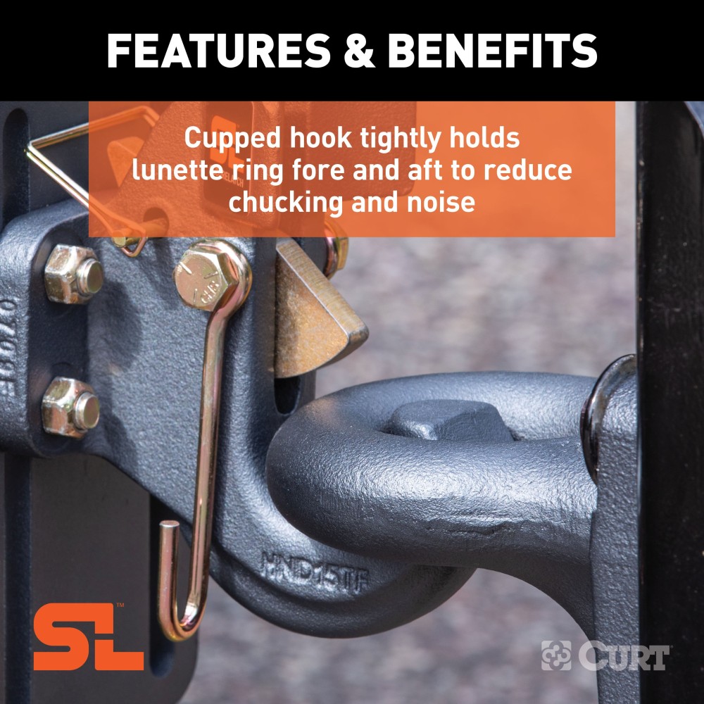 SecureLatch Auto-Locking Pintle Hook for 30,000 Lbs Trailer SecureLatch pintle hook with auto-locking mechanism rated for 30,000 lbs GTW.
