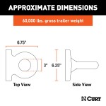 CURT Lunette Eye with 3 Inch Diameter for Pintle Hitches CURT lunette eye in forged steel, 3 inch diameter, rust-resistant black finish