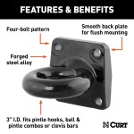 CURT Lunette Eye with 3 Inch Diameter for Pintle Hitches CURT lunette eye in forged steel, 3 inch diameter, rust-resistant black finish