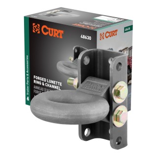 CURT Pintle Hitch with Adjustable Lunette Eye Kit CURT pintle hitch featuring a channel-mount lunette eye kit with three-position height adjustment, supporting up to 12,000 lbs