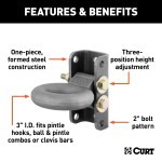 CURT Pintle Hitch with Adjustable Height Lunette Eye CURT pintle hitch with lunette eye kit featuring adjustable height and forged steel construction