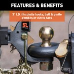 CURT SecureLatch lunette ring set with locking pin and adjustable channel for secure trailer hitching.